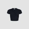 Drapiertes kurzes T-Shirt aus Bio-Stretch-Baumwolle