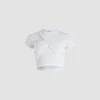 Drapiertes kurzes T-Shirt aus Bio-Stretch-Baumwolle