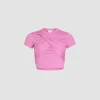 Drapiertes kurzes T-Shirt aus Bio-Stretch-Baumwolle