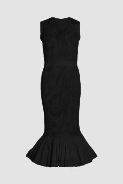 Gesmoktes Fischschwanz-Midikleid aus recycelter Faille