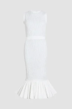 Gesmoktes Fischschwanz-Midikleid aus recycelter Faille
