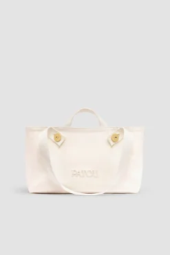 Großer trapezförmiger Patou Shopper mit Logo aus Baumwollcanvas