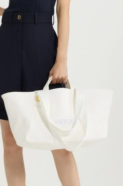 Großer trapezförmiger Patou Shopper mit Logo aus Baumwollcanvas