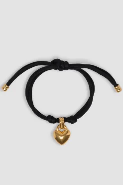 Herz-Armband aus vergoldetem Messing und Baumwolle