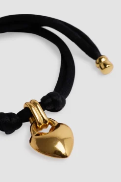 Herz-Armband aus vergoldetem Messing und Baumwolle