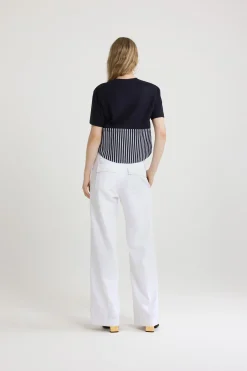 Hose mit breiter Taille aus Bio-Baumwollgabardine