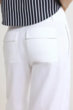Hose mit breiter Taille aus Bio-Baumwollgabardine