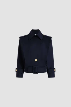Jacke mit Gürtel aus nachhaltigem technischem Wolltwill