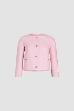 Kastenförmige kragenlose Jacke aus leichtem Bio-Baumwolltweed