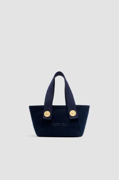 Kleiner trapezförmiger Patou Shopper mit Logo aus Baumwollcanvas