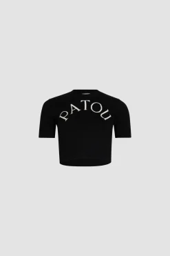 Kurzes Jacquard-Oberteil mit Patou Logo aus einer Merinowollmischung