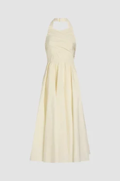 Maxikleid mit Neckholder aus recycelter Faille