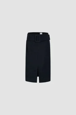 Midirock mit Gürtel aus leichtem recyceltem Nylon