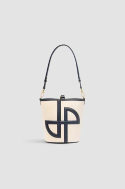 Mittelgroße JP Beuteltasche aus Leder und Canvas