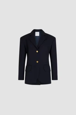 Oversize-Jacke mit Gürtel aus nachhaltigem technischem Wolltwill