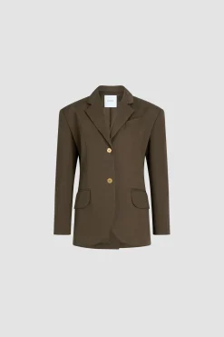 Oversize-Jacke mit Gürtel aus Bio-Baumwollgabardine