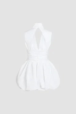 Rückenfreies Ballon-Minikleid aus recycelter Faille
