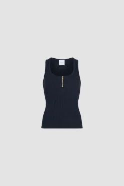 Tanktop mit U-Boot-Ausschnitt aus gerippter Bio-Baumwollmischung