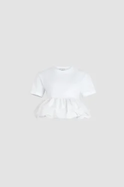 T-Shirt mit Rüschensaum aus Bio-Baumwolle und Faille